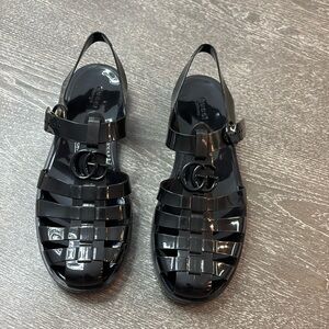 Gucci black gladiator rubber sandals! Size 8 men! Never used! Fits Women size 11
